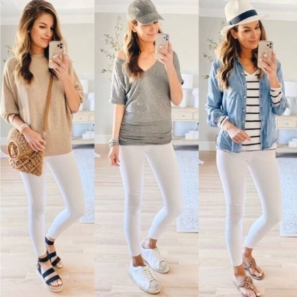 Spanx jean-ish ankle leggings medium denim looking pure white Size Small - Picture 13 of 13